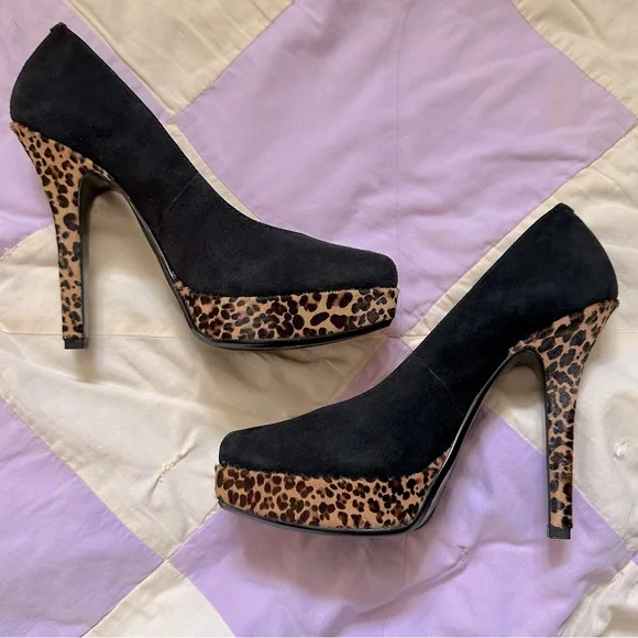 NINE WEST Black/Leopard Heels - Picture 5 of 10